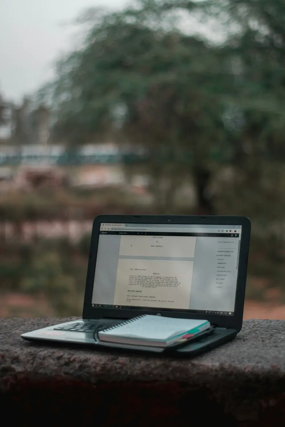 Laptop open to a text document
