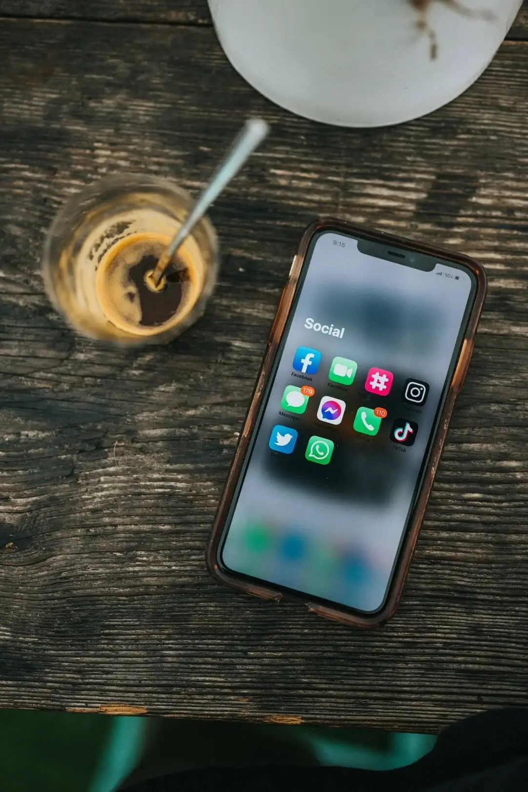 Smartphone with social media notifications